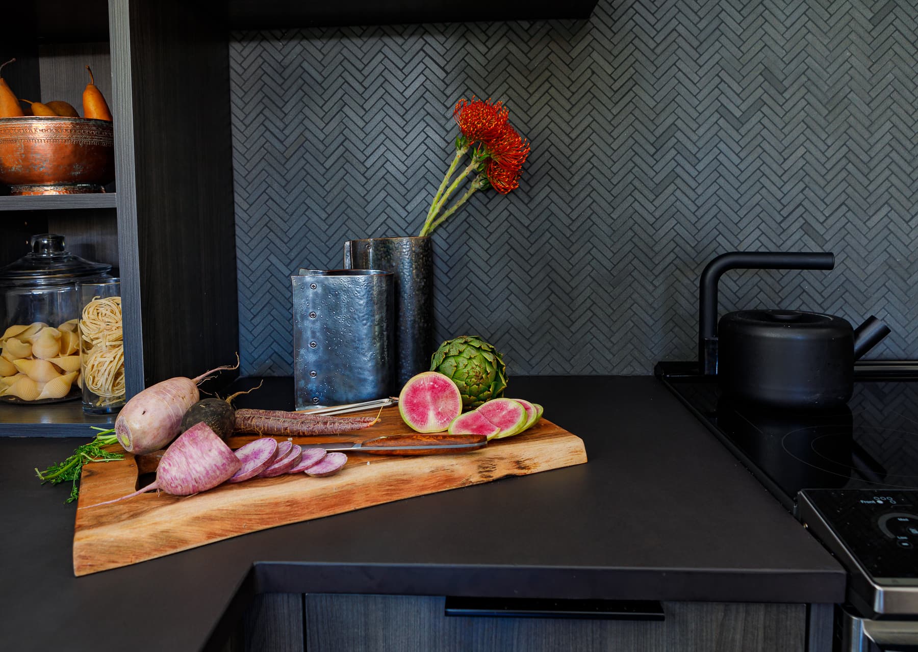 Wood and Whiskey Interior Design project in Jackson Wyoming embraces the tension of dark and light to create beautiful details in this rustic modern interior design project. 